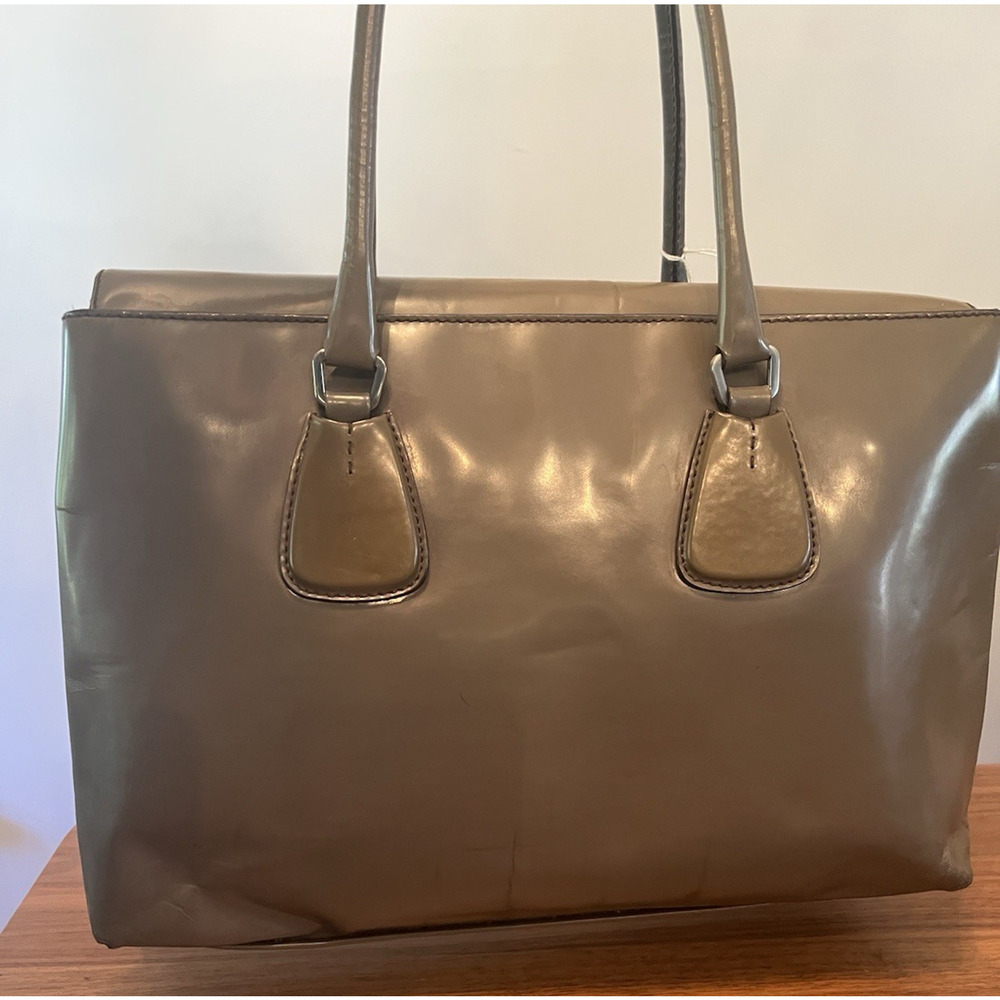 Prada Spazzolato Glossy Matte Gray Patent Leather - Picture 4 of 13